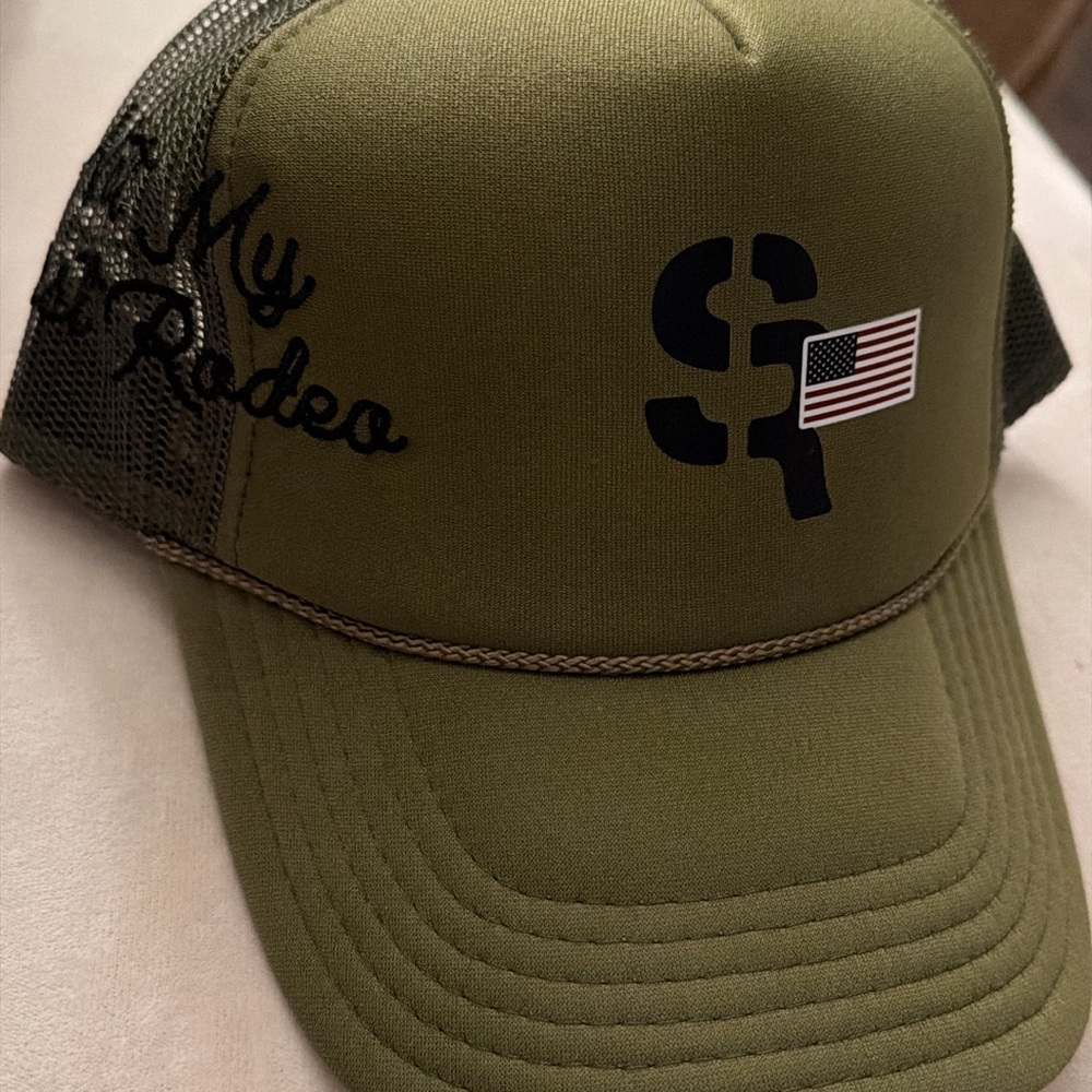 Olive Green Cap with Flag Emblem